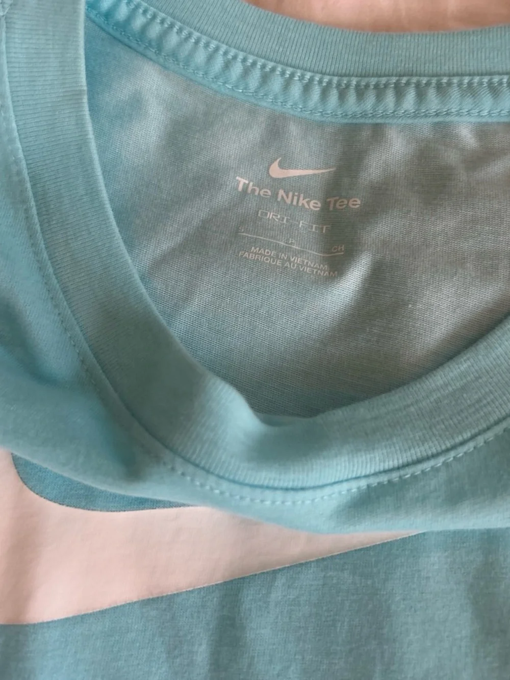 Nike Aqua Blue Crewneck Tee with White Swoosh